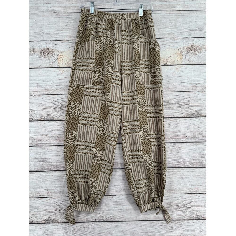GiGi USA Pants Womens Small Geometric Print Elastic Waist Pockets Boho Casual